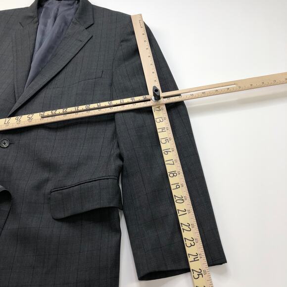 Joseph Abboud 44 R Men's 100% Wool Button Suit Sport Coat Jacket Windowpane - Picture 7 of 16